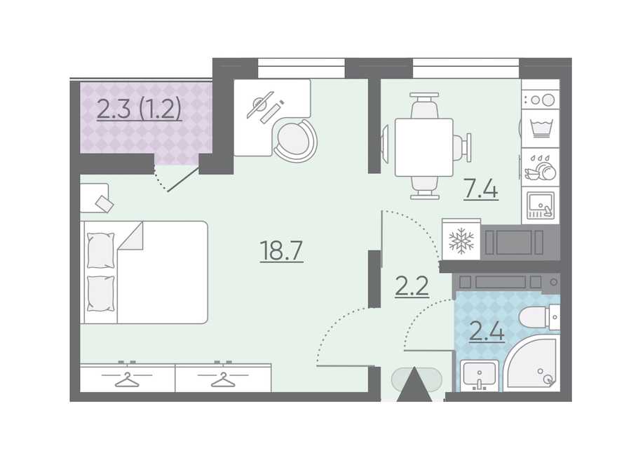 Однокомнатная квартира в : площадь 31.9 м2 , этаж: 22 – купить в Санкт-Петербурге